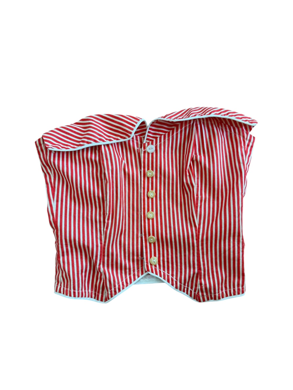 Vintage Sportaville London Candy Stripe Corset Top Red White XS
